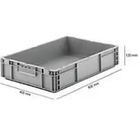 Ssi Stapelbak Eurobox MF 6120 - polypropeen - L 600 x B 400 x H 120 mm - 21 L - gesloten handgrepen - grijs