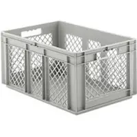 Ssi Eurobox serie EF 6281, van PP, inhoud 56,6 l, geperforeerde wanden, grijs, open handgreep