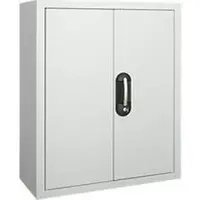 C+P Magazijnkast - B 700 x D 300 x H 830 mm - 4 legborden - zonder bakken - met deuren - lichtgrijs