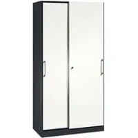 C+P Schuifdeurkast ASISTO C 3000, 5 ordnerhoogten, afsluitbaar, breedte 1000 mm, antraciet/wit