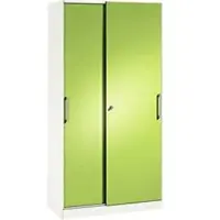 C+P Schuifdeurkast ASISTO C 3000, 5 ordnerhoogten, afsluitbaar, breedte 1000 mm, wit/viridiaangroen