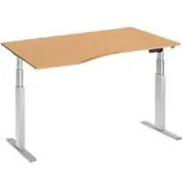 Schäfer Shop Bureautafel met aanbouw ERGO-T, T-poot, aanbouw links, tweetraps elektr. in hoogte verstelbaar, B 1800 mm, beukenpatroon