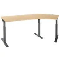 Schäfer Shop hoekbureau ERGO-T 2.0, 135° hoek, aanbouw rechts, T-voet, B 2165 x D 800 x H 675-895 mm, ahorn/antraciet
