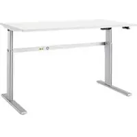 Schäfer Shop Bureautafel Moxxo IQ, elektrisch in hoogte verstelbaar, rechthoek, C-poot, B 1800 x D 800 x H 725-1185 mm, wit/blank aluminium