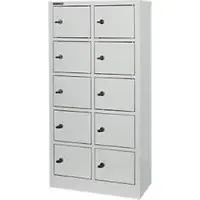Schäfer Shop Kluis met 10 afsluitbare compartimenten - metaal - B 390 x D 200 x H 780 mm - lichtgrijs RAL 7035 - met metalen afdekplaat - ons merk