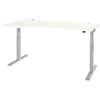 Schäfer Shop Bureau ERGO-T 2.0 - elektrisch in hoogte verstelbaar - vrije vorm aanbouw links - B 1800 x H 715-1205 mm - T-voet blank alu - wit - ons merk