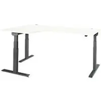 Schäfer Shop Hoekbureau ERGO-T 2.0 - elektrisch in hoogte verstelbaar - 90° hoek links - B 2000 x H 640-1300 mm - T voet antraciet - wit - ons merk