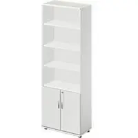 Schäfer Shop LOGIN combinatiekast, 4 legborden bovenaan, 2 dossierhoogtes met deuren onderaan, B 800 x D 420 x H 2240 mm, lichtgrijs/lichtgrijs