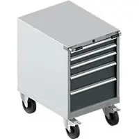 Schäfer Shop Gereedschapskast verrijdbaar WSK 36-27, 5 laden, H 920 mm, enkele vergrendeling, staal, 200 kg draagvermogen, wit aluminium/antracietgrijs.