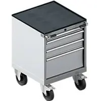 Schäfer Shop ladekast met wielen WSK 18-27, 4 laden, tot 75 kg, B 411 x D 572 x H 770 mm, wit aluminium/blank aluminiumkleur