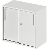 Schäfer Shop aanbouw-/schuifdeurkast Start Off, op tafelhoogte, afsluitbaar, B 800 x D 420 x H 726 mm, lichtgrijs/lichtgrijs