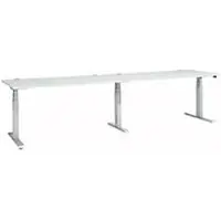 Schäfer Shop ERGO-T 2.0 Big desk, elektrische hoogteverstelling, rechthoekig, T-voet, B 3200 x D 800 x H 640-1300 mm, aluminium lichtgrijs/wit