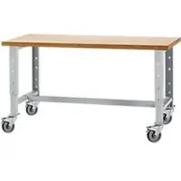 Schäfer Shop Werkbank, verrijdbaar, B 1500 x D 700 x H 676-888 mm, in hoogte verstelbaar, blank aluminiumkleurig