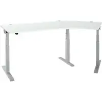 Schäfer Shop ERGO-T 2.0 hoekbureau, elektrisch in hoogte verstelbaar, hoek 135° rechts, T-voet, B 2185 mm, aluminium lichtgrijs/wit