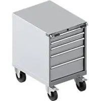 Schäfer Shop Verrijdbare gereedschapskast WSK 27-36, 5 laden, H 920 mm, enkele vergrendeling, staal, 200 kg max. belasting, wit-aluminium/wit-aluminium