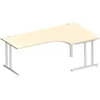 Schäfer Shop hoekbureau COMBITEC, 90° hoek rechts, C-poot, B 2000 x D 1200/800 x H 677-817 mm, ahorn/wit aluminium