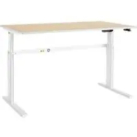 Schäfer Shop Bureautafel Moxxo IQ, elektrisch in hoogte verstelbaar, rechthoek, C-poot, B 1600 x D 800 x H 725-1185 mm, esdoornpatroon/wit