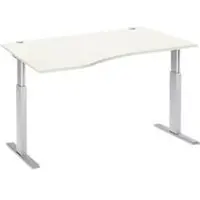 Schäfer Shop ERGO-T bureau, elektrisch in hoogte verstelbaar, vrije vorm, aanbouw links, T-voet, B 1800 x H 725-1185 mm, alu wit/wit
