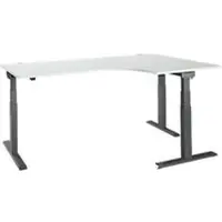 Schäfer Shop Hoekbureau ERGO-T 2.0 - elektrisch in hoogte verstelbaar - 90° hoek rechts - B 2000 x H 640-1300 mm - T voet antraciet - lichtgrijs - ons merk