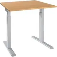Schäfer Shop ERGO-T 2.0 bureau, vierkant, T-voet, B 800 x D 800 x H 675-895 mm, beuken/wit aluminium