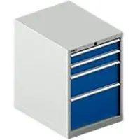 Schäfer Shop ladekast 27-36, 4 schuifladen, tot 75 kg, B 564 x D 725 x H 800 mm, gentiaanblauw/lichtgrijs
