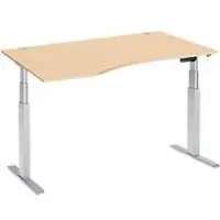 Schäfer Shop Bureautafel met aanbouw ERGO-T, T-poot, aanbouw links, tweetraps elektr. in hoogte verstelbaar, B 1800 mm, esdoornpatroon