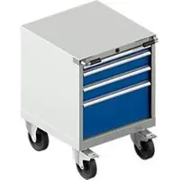 Schäfer Shop Mobiele gereedschapskast WSK 27-27, 4 laden, tot 75 kg, H 770 mm, individuele vergrendeling, staal, lichtgrijs/gentiaanblauw