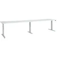 Schäfer Shop ERGO-T 2.0 Big desk, elektrische hoogteverstelling, rechthoekig, T-voet, B 3600 x D 800 x H 640-1300 mm, aluminium lichtgrijs/wit