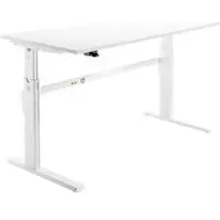 Schäfer Shop Bureau, elektrisch in hoogte verstelbaar, rechthoekig, C-poot, wit/wit, B 1800 mm