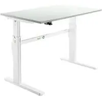 Schäfer Shop Bureau, elektrisch in hoogte verstelbaar, rechthoekig, C-poot, lichtgrijs/wit, B 1200 mm