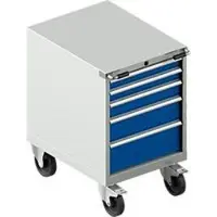 Schäfer Shop Mobiele gereedschapskast WSK 27-36, 5 laden, H 920 mm, enkele vergrendeling, staal, 75 kg max. belasting, lichtgrijs/gentiaanblauw