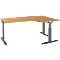 Schäfer Shop ERGO-T 2.0 hoekbureau, 90° hoek, aanbouw rechts, T-voet, B 2000 x D 1200/800 x H 675-895 mm, beuken/antraciet