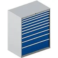 Schäfer Shop Ladekast SCHÄFER 64-36, 10 schuifladen, tot 75 kg, B 1193 x D 725 x H 1450 mm, blank aluminium/gentiaanblauw