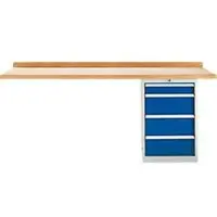Schäfer Shop TOP-werkbank, Werkbank met kast, 4 schuifladen, aanbouweenheid, 2000 mm breed