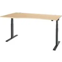 Schäfer Shop Bureau ERGO-T 2.0 - elektrisch in hoogte verstelbaar - vrije vorm aanbouw links - B 1800 x H 715-1205 mm - T-voet antraciet - ahorn decor - ons merk
