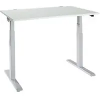Schäfer Shop Bureau ERGO-T 2.0 - elektrisch in hoogte verstelbaar - B 1200 x D 800 x H 640-1300 mm - T-voet blank alu - lichtgrijs - ons merk