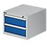 Schäfer Shop Ladebak voor modulaire werkbank, type 2, 2 laden, blank aluminium RAL 9006/genziana blauw RAL 5010
