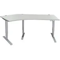 Schäfer Shop AERO FLEX hoekbureau, elektrisch in hoogte verstelbaar, hoek 135° links, B 2165 mm, aluminium lichtgrijs/wit + memoryplaat