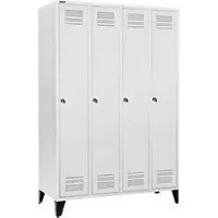 Schäfer Shop Garderobekast met poten, 4 vakken, 300 mm vakbreedte, cilinderslot, antraciet/rode kleur: antraciet/rubberrood