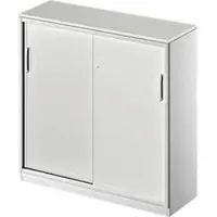 Schäfer Shop Schuifdeurkast TETRIS SOLID, 3 ordnerhoogten, 2 legborden, B 1200 mm, 19 mm afdekplaat, lichtgrijs/blank aluminium