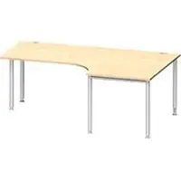 Schäfer Shop Hoekbureautafel MODENA FLEX 90°, aanbouw rechts, eenzijdig, ingekorte zijpanelen, 4-poot ronde buis, esdoornpatroon