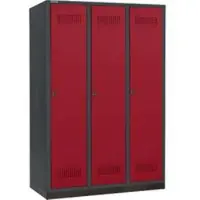 Schäfer Shop Garderobekast met onderstel, 3 vakken, 400 mm vakbreedte, veiligheidsslot, antraciet/rubberrood, 3 vakjes, met een veiligheidsslot.
