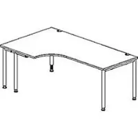 Schäfer Shop Hoekbureautafel MODENA FLEX 90°, aanbouw links, eenzijdig, ingekorte zijpanelen, 4-poot ronde buis, lichtgrijs