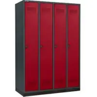 Schäfer Shop kleerkast met onderstel, 4 vakken, 300 mm vakbreedte, draaislot, antraciet/rood antraciet/rubberrood