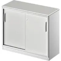 Schäfer Shop Schuifdeurkast TETRIS SOLID, 2 ordnerhoogten, B 1000 mm, incl. 19 mm afdekplaat, lichtgrijs/blank aluminium