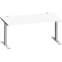 Schäfer Shop bureau MODENA FLEX, rechthoekig, T-poot rechthoekige buis, B 1600 x D 800 x H 650-850 mm, wit/wit aluminium