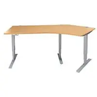 Schäfer Shop AERO FLEX hoekbureau, elektrisch in hoogte verstelbaar, hoek 135° rechts, B 2165 mm, beuken/blank aluminium + memoryplaat