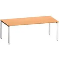 Schäfer Shop Bureau MODENA FLEX, rechthoekig, 4-poots vierkante buis, B 2000 x D 1000 x H 720-820 mm, beuken/blank aluminium