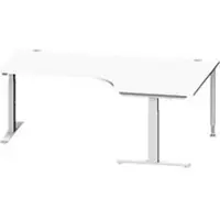 Schäfer Shop Hoekbureautafel MODENA FLEX 90°, T-poot rechthoekige buis, B 2000 mm, aanbouw rechts, wit/blank aluminium