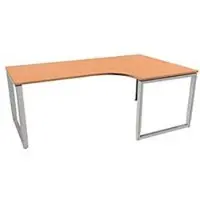 Schäfer Shop MODENA FLEX hoekbureau, 90°, beugelpoot, bevestiging rechts, B 2000 mm, beuken decor